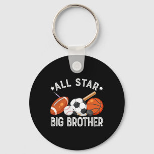 All Star Big Brother Of The Birthday Sketll Soccer Key Ring