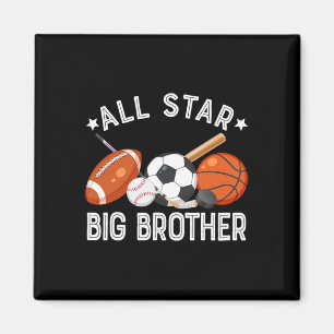 All Star Big Brother Of The Birthday Sketll Soccer Magnet