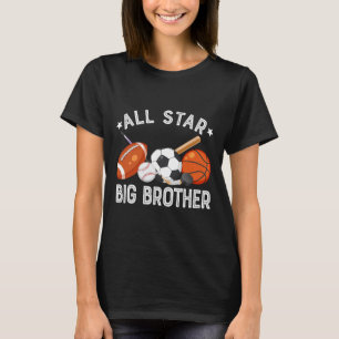 All Star Big Brother Of The Birthday Sketll Soccer T-Shirt