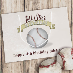 All Star Birthday Baseball Custom Large Gift Bag