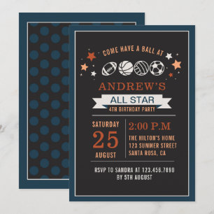 All Star Birthday Party Ball Invitation