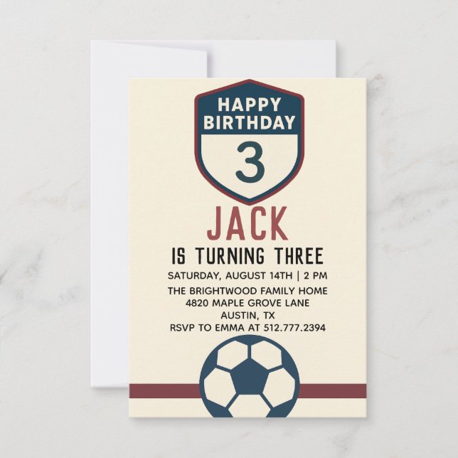 All-Star Boys Soccer Modern Soccer Party 3rd Invitation (Front)