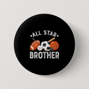 All Star Brother Of The Birthday Boy Sketll Soccer 6 Cm Round Badge