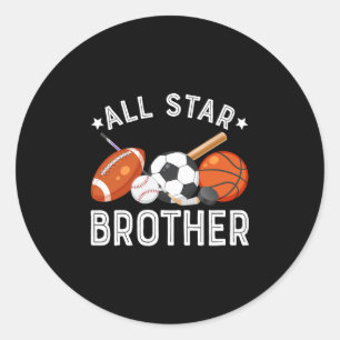 All Star Brother Of The Birthday Boy Sketll Soccer Classic Round Sticker