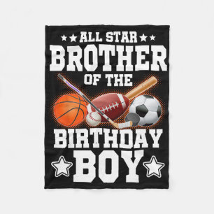 All Star Brother Of The Birthday Boy Sketll Soccer Fleece Blanket