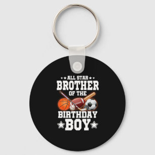 All Star Brother Of The Birthday Boy Sketll Soccer Key Ring