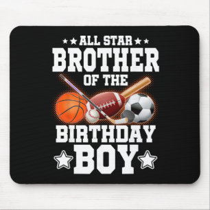 All Star Brother Of The Birthday Boy Sketll Soccer Mouse Mat