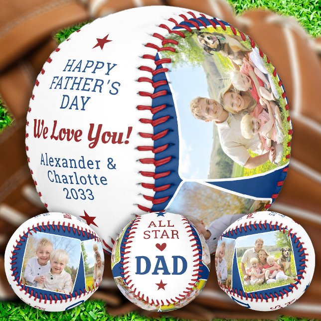 All Star DAD Custom 4 Photo Happy Father's Day   Baseball (Creator Uploaded)