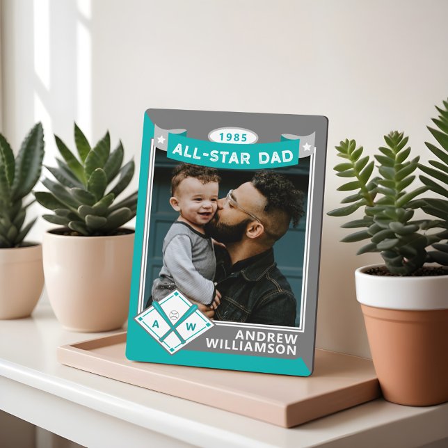 All Star Dad Custom Baseball Card Photo Keepsake Plaque (All Star Dad Custom Baseball Card Photo Keepsake Plaque)