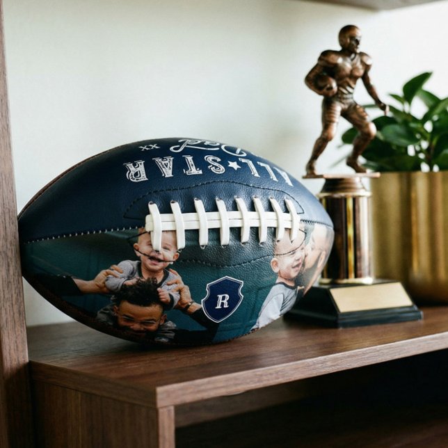 All Star Dad Gift For Dad Custom Photo & Monogram American Football (All Star Dad Gift For Dad Custom Photo & Monogram Football)