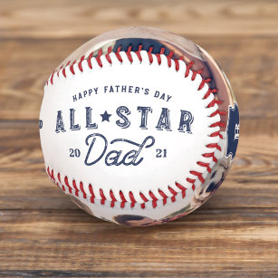 All Star Dad   Happy Father's Day Photo & Monogram Baseball