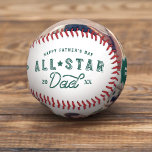 All Star Dad | Happy Father's Day Photo & Monogram Baseball<br><div class="desc">The perfect gift for your sporty all-star dad. Celebrate your special and wonderful father in your life with our memorable and personalised all-star dad baseball. The design features "Happy Father's Day" & "All-Star Dad" in a cool typographic design in hunter green. Customise with year, along with two of your own...</div>