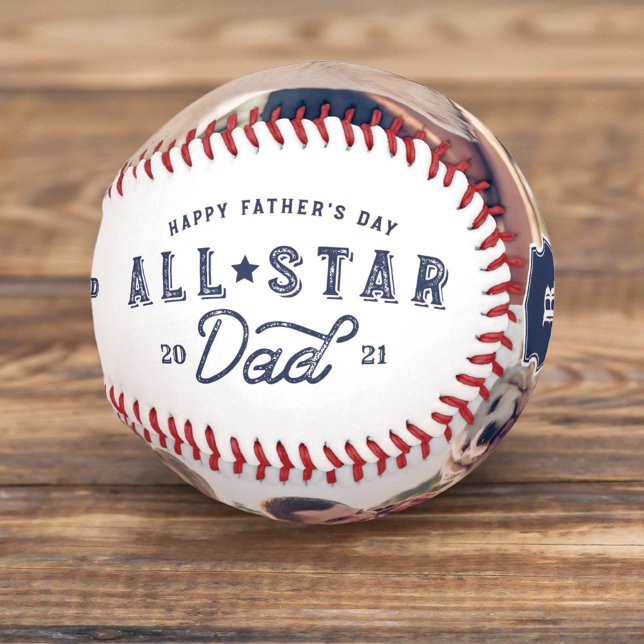All Star Dad | Happy Father's Day Photo & Monogram Baseball (Creator Uploaded)