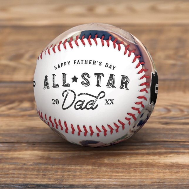 All Star Dad | Happy Father's Day Photo & Monogram Baseball (Creator Uploaded)