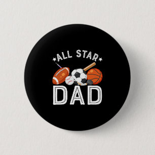 All Star Dad Of The Birthday Boy Sketll Soccer Spo 6 Cm Round Badge