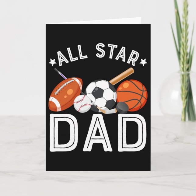 All Star Dad Of The Birthday Boy Sketll Soccer Spo Card (Front)