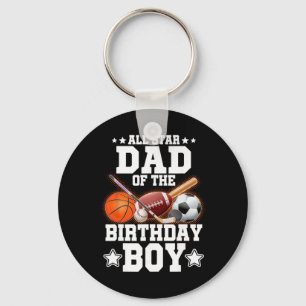 All Star Dad Of The Birthday Boy Sketll Soccer Spo Key Ring