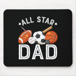 All Star Dad Of The Birthday Boy Sketll Soccer Spo Mouse Mat