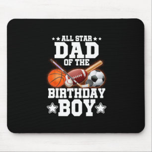 All Star Dad Of The Birthday Boy Sketll Soccer Spo Mouse Mat