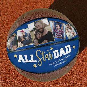 “All-Star Dad” Photo Blue Basketball Gift