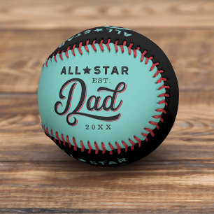 All-Star Dad, Teal & Black Bat & Monogram Baseball