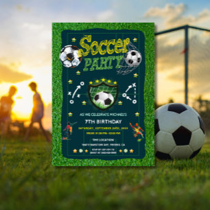 All Star Football Soccer Ball Birthday Party Invitation