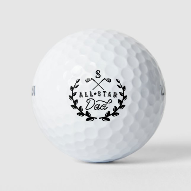 All Star Golfing Dad Monogram Golf Club Crest Balls (Front)