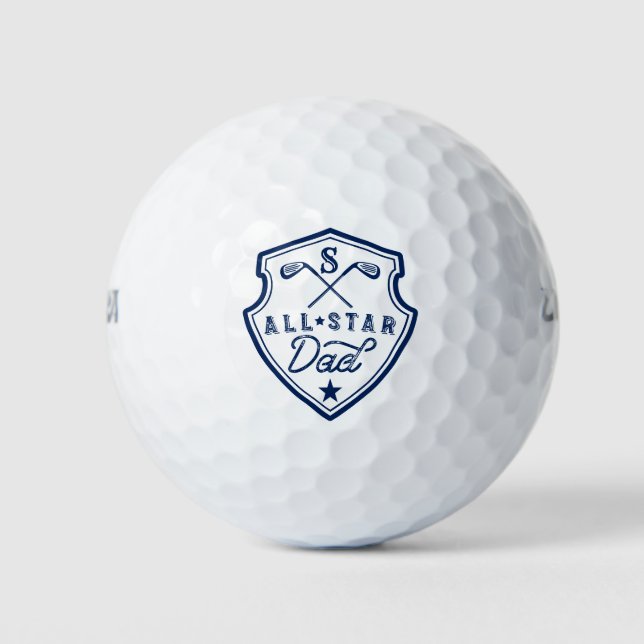 All Star Golfing Dad Navy Monogram Golf Club Crest Golf Balls (Front)