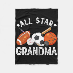 All Star Grandma Of The Birthday Boy Sketll Soccer Fleece Blanket