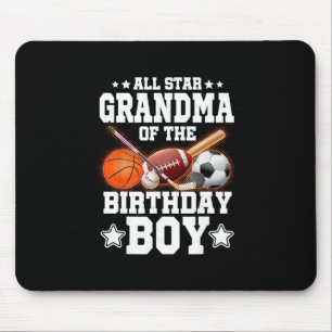 All Star Grandma Of The Birthday Boy Sketll Soccer Mouse Mat