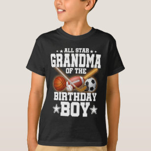 All Star Grandma Of The Birthday Boy Sketll Soccer T-Shirt