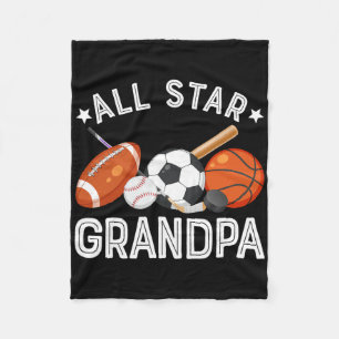 All Star Grandpa Of The Birthday Boy Sketll Soccer Fleece Blanket