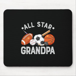 All Star Grandpa Of The Birthday Boy Sketll Soccer Mouse Mat