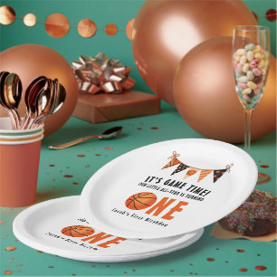 All-star is turning one Basketball Birthday Party Paper Plate