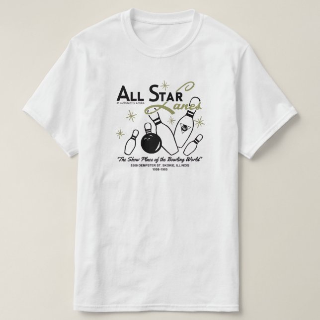 All Star Lanes, Skokie, Illinois T-Shirt (Design Front)