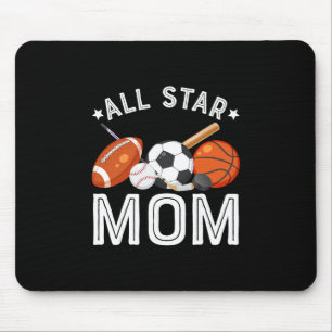 All Star Mom Of The Birthday Boy Sketll Soccer Spo Mouse Mat