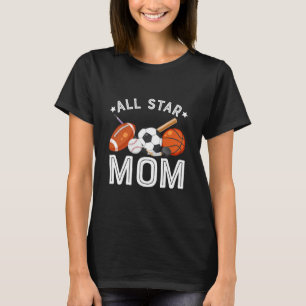 All Star Mom Of The Birthday Boy Sketll Soccer Spo T-Shirt