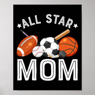 All Star Mum Of The Birthday Boy Sketll Soccer Spo Poster