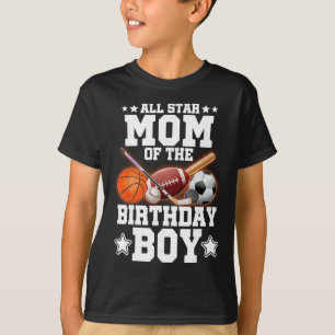 All Star Mum Of The Birthday Boy Sketll Soccer Spo T-Shirt