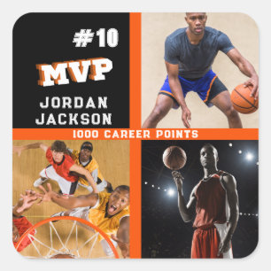 All Star MVP Player Team Logo Collage Graduation Square Sticker