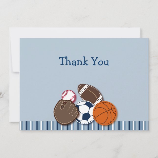 All Star MVP Sports Ball Flat Thank You Note Cards (Front)