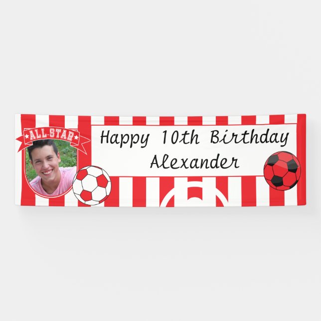 All Star Occasion Soccer Banner - Red & White (Horizontal)