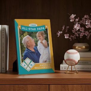 All Star Papa Custom Baseball Card Photo Keepsake Plaque