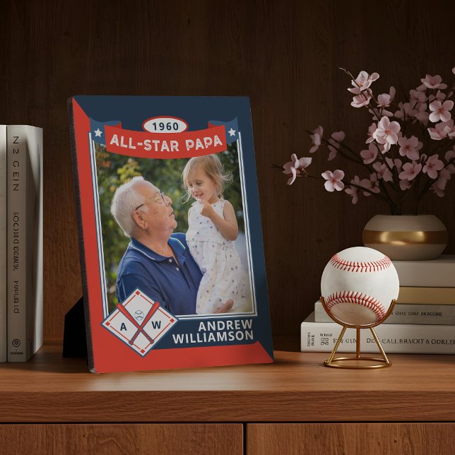 All Star Papa Custom Baseball Card Photo Keepsake Plaque (All Star Papa Custom Baseball Card Photo Keepsake Plaque)