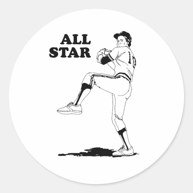 All Star Pitcher Classic Round Sticker (Front)
