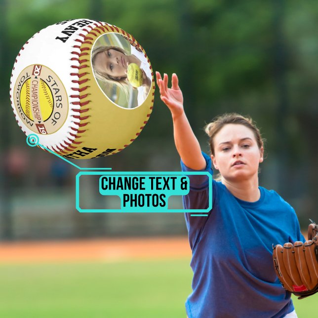 All-Star Player and Team Photo and Logo Softball (Never lose your softball again while also celebrating your team's successes. )