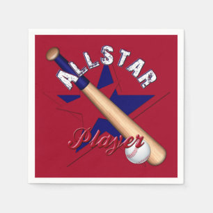 All-Star Player, Ball Players-Red Paper Napkins