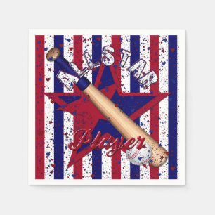 All-Star Player,Ball Players-Striped Paper Napkins