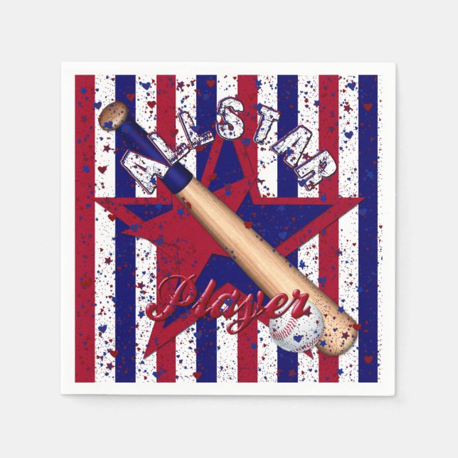 All-Star Player,Ball Players-Striped Paper Napkins (Front)