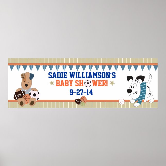 All-Star Puppies Baby Shower Banner Poster (Front)